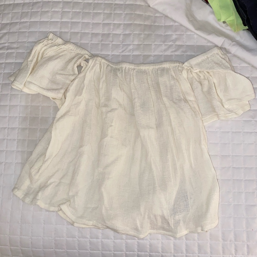 NWT Roxy Linen Cream Crop Top Off the Shoulder